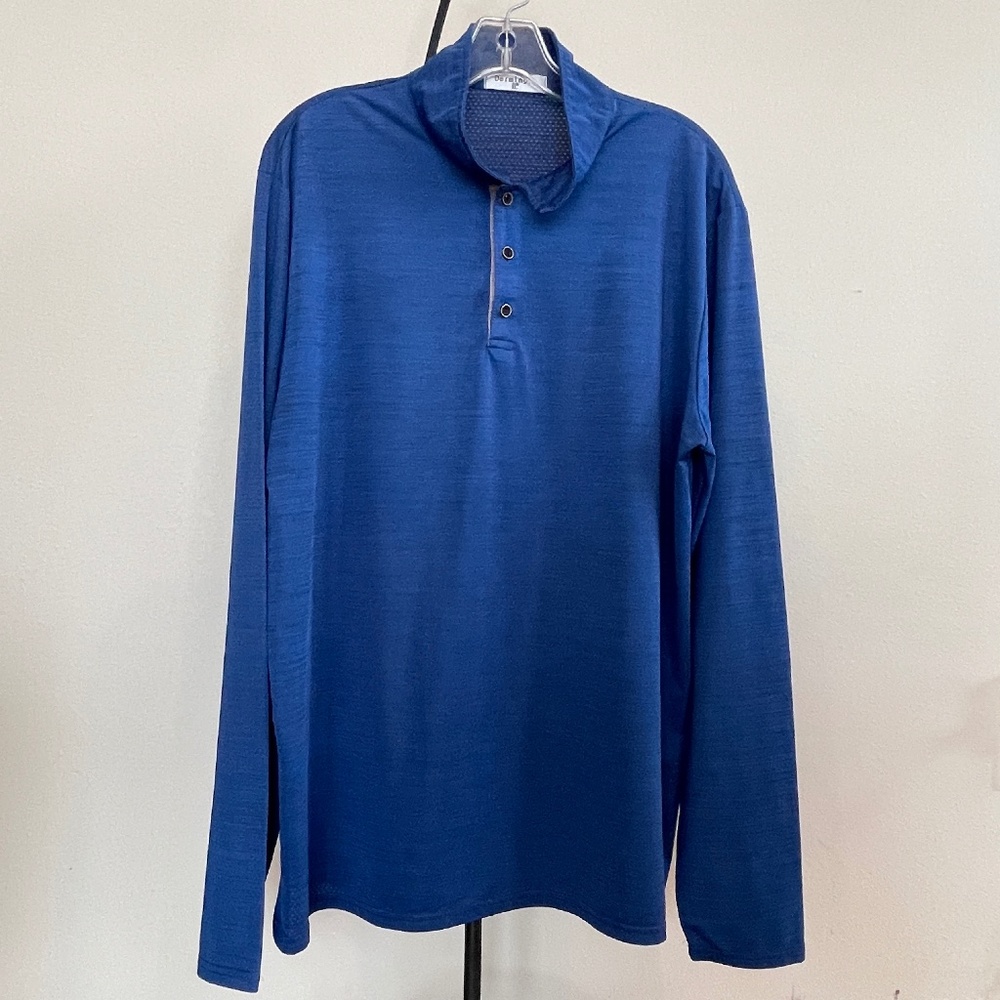 Derminpro Men's Henley Blue Size XL Mesh Breathable
